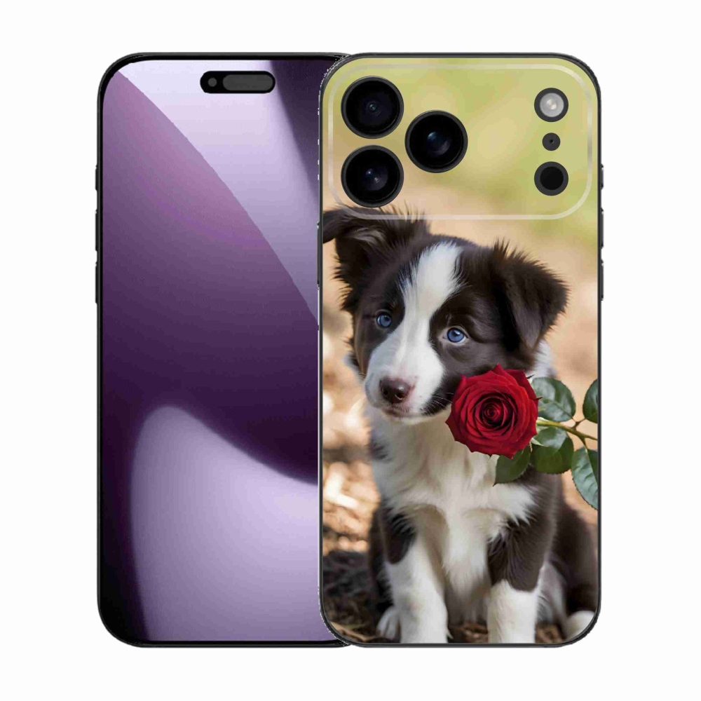 mmCase gél tok az iPhone 17 Pro Max-hoz – aranyos border collie rózsával