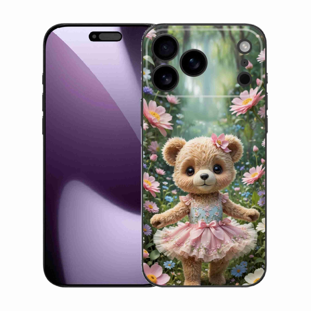 mmCase gél tok az iPhone 17 Pro Max-hoz – aranyos mackó virágok között