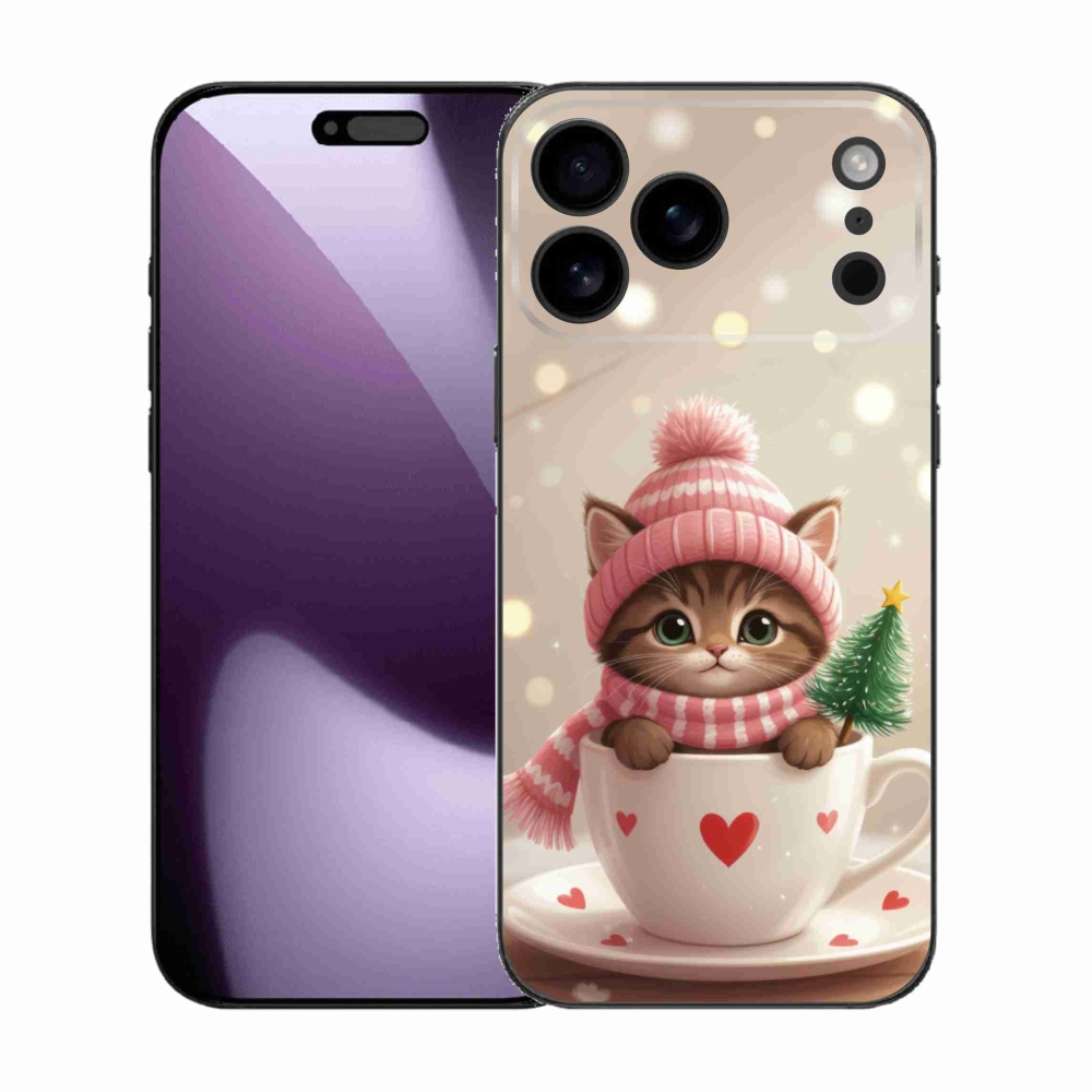 mmCase gél tok az iPhone 17 Pro Max-hoz – karácsonyi cica csészében
