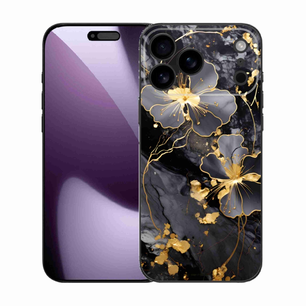 Gél borítás mmCase iPhone 17 Pro Max készülékhez - arany virágok