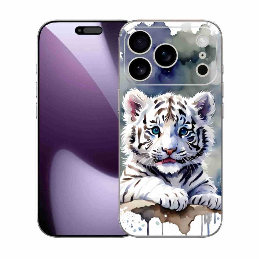 Gél borítás mmCase iPhone 17 Pro készülékhez - fehér tigriskölyök