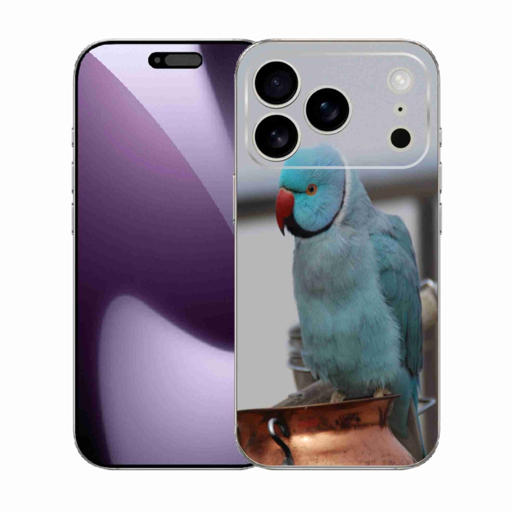 Zselés borítás mmCase iPhone 17 Pro készülékhez - papagáj alexander kék