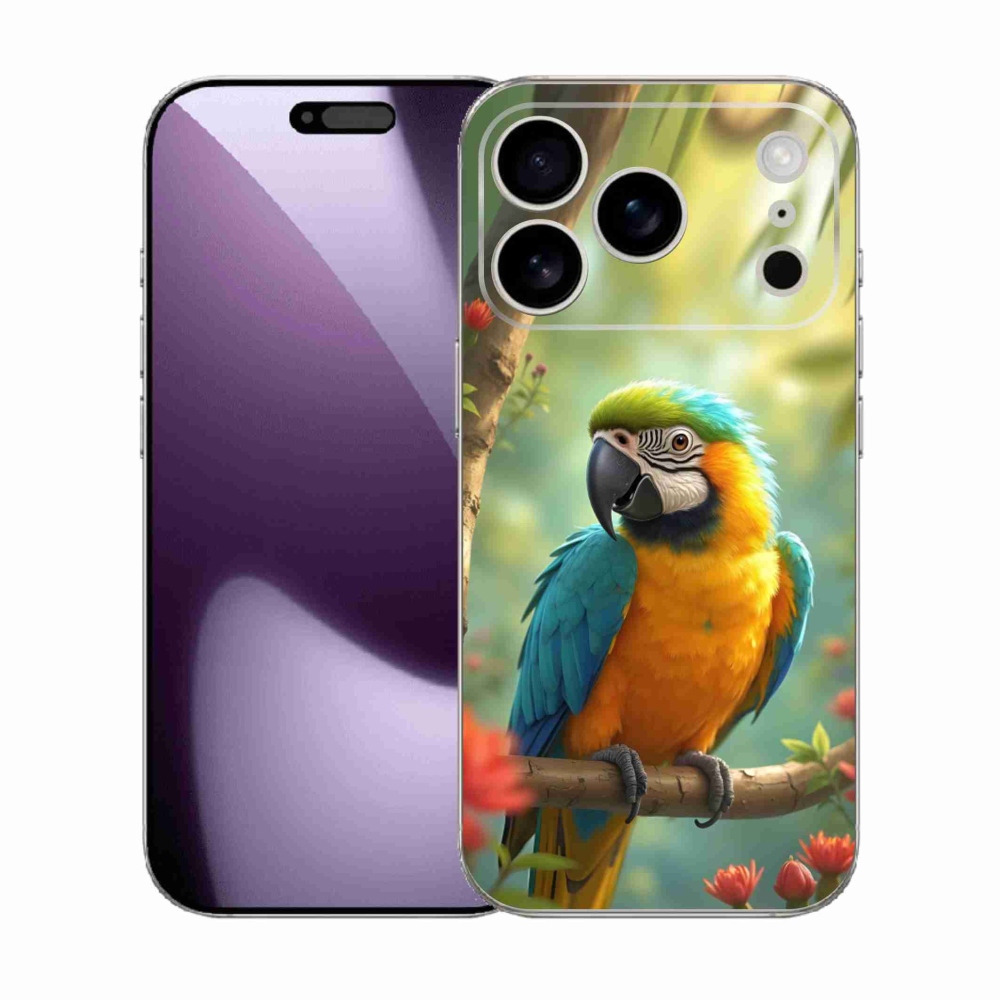 mmCase gél tok az iPhone 17 Pro-hoz – kék-sárga ara papagáj
