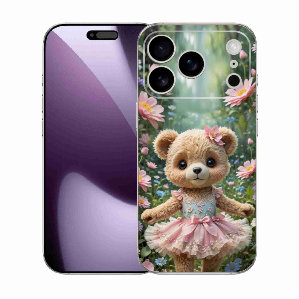 mmCase gél tok az iPhone 17 Pro-hoz – aranyos mackó virágok között