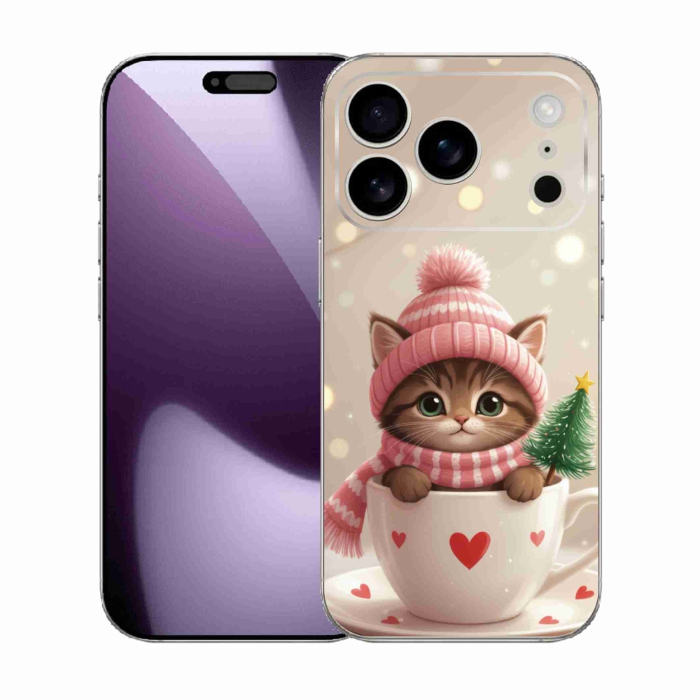 mmCase gél tok az iPhone 17 Pro-hoz – karácsonyi cica csészében