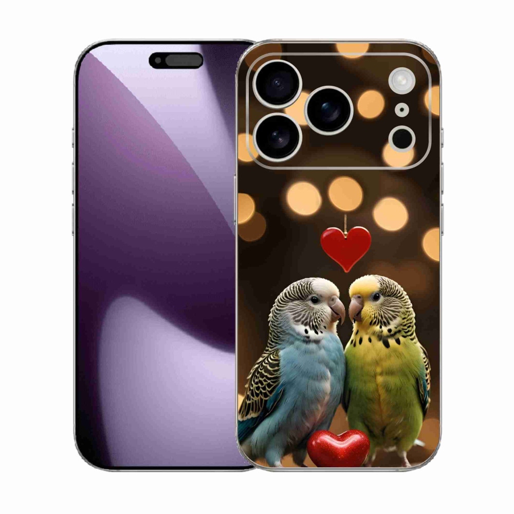 mmCase gél tok az iPhone 17 Pro-hoz – szerelmes papagájok