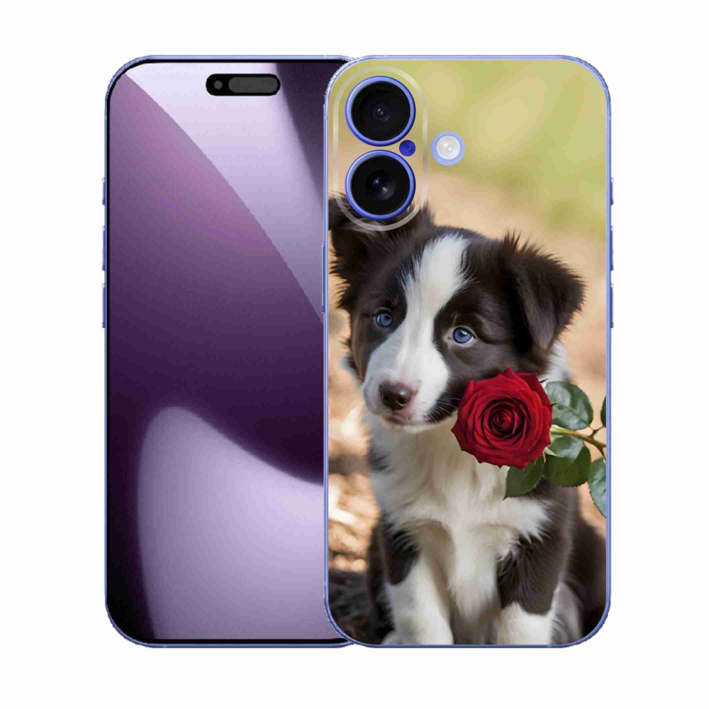 mmCase gél tok az iPhone 17-hez – aranyos border collie rózsával