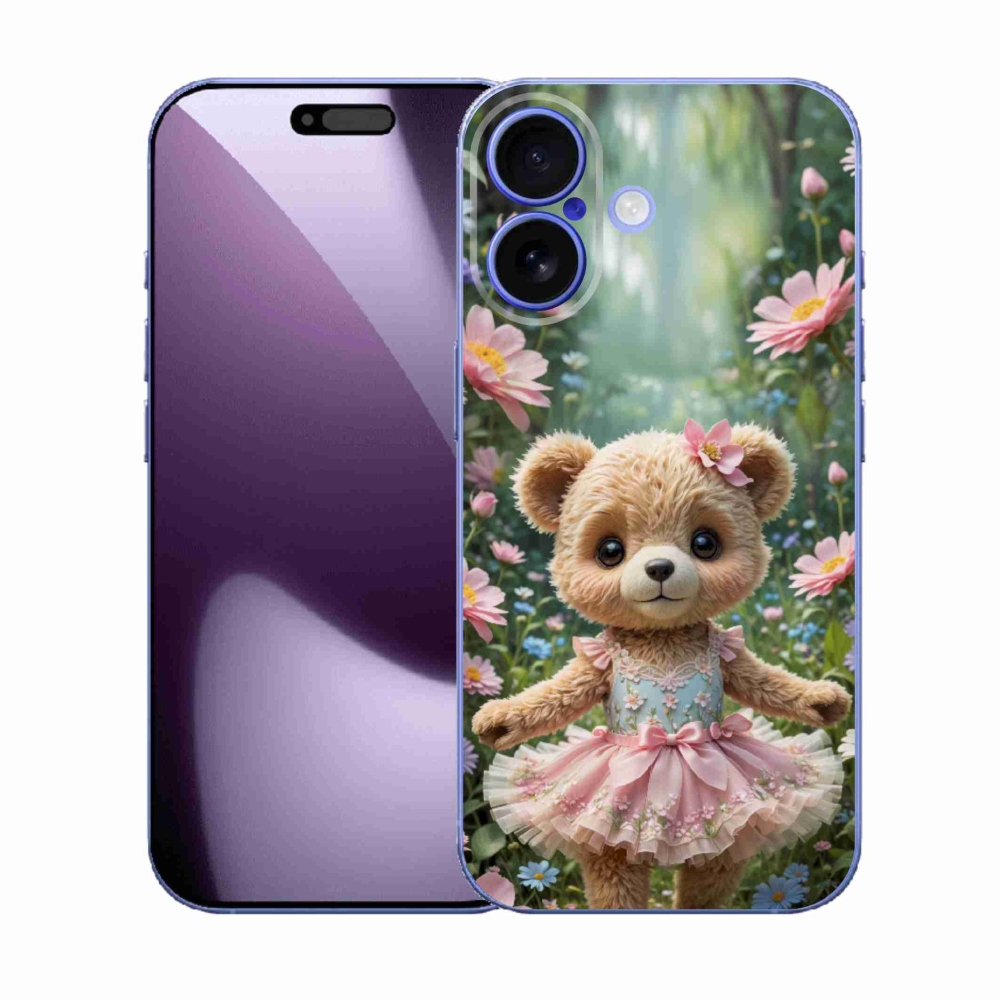 mmCase gél tok az iPhone 17-hez – aranyos mackó virágok között
