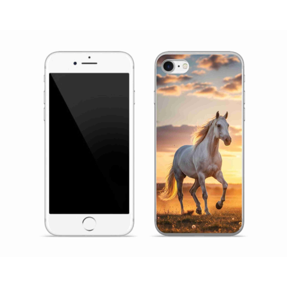 Gél borítás mmCase iPhone SE (2020) - Futó fehér ló 2
