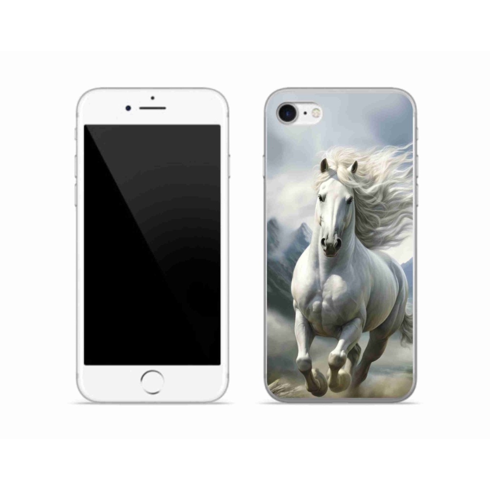 mmCase gél tok az iPhone SE (2020) készülékhez – futó fehér ló 3