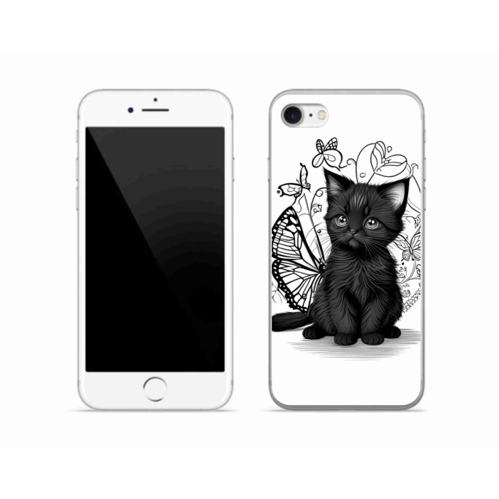 Gél védőhuzat mmCase iPhone SE (2020) - fekete cica