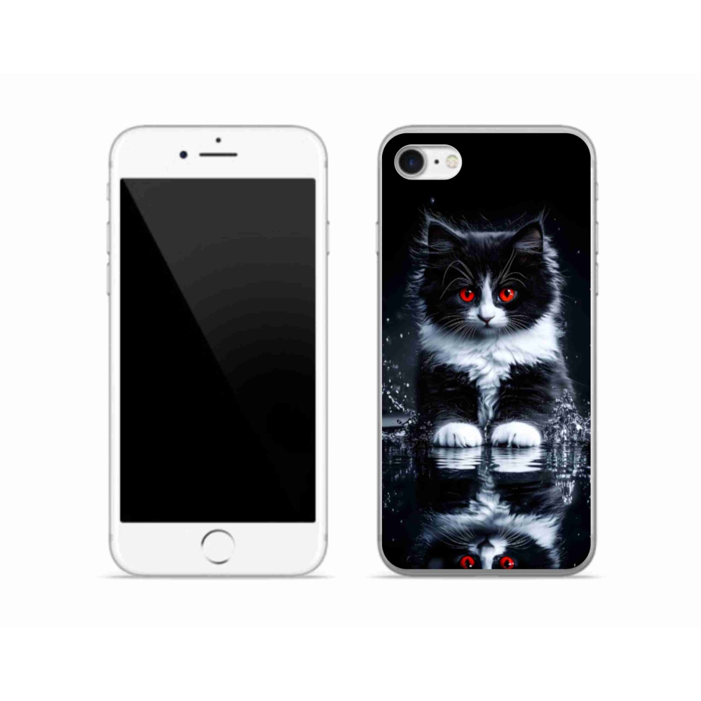 Zselés borítás mmCase iPhone SE (2020) - fekete és fehér cica