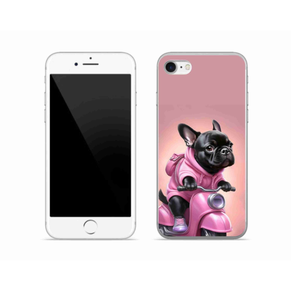 Zselés borítás mmCase iPhone SE (2020) - Francia bulldog robogón