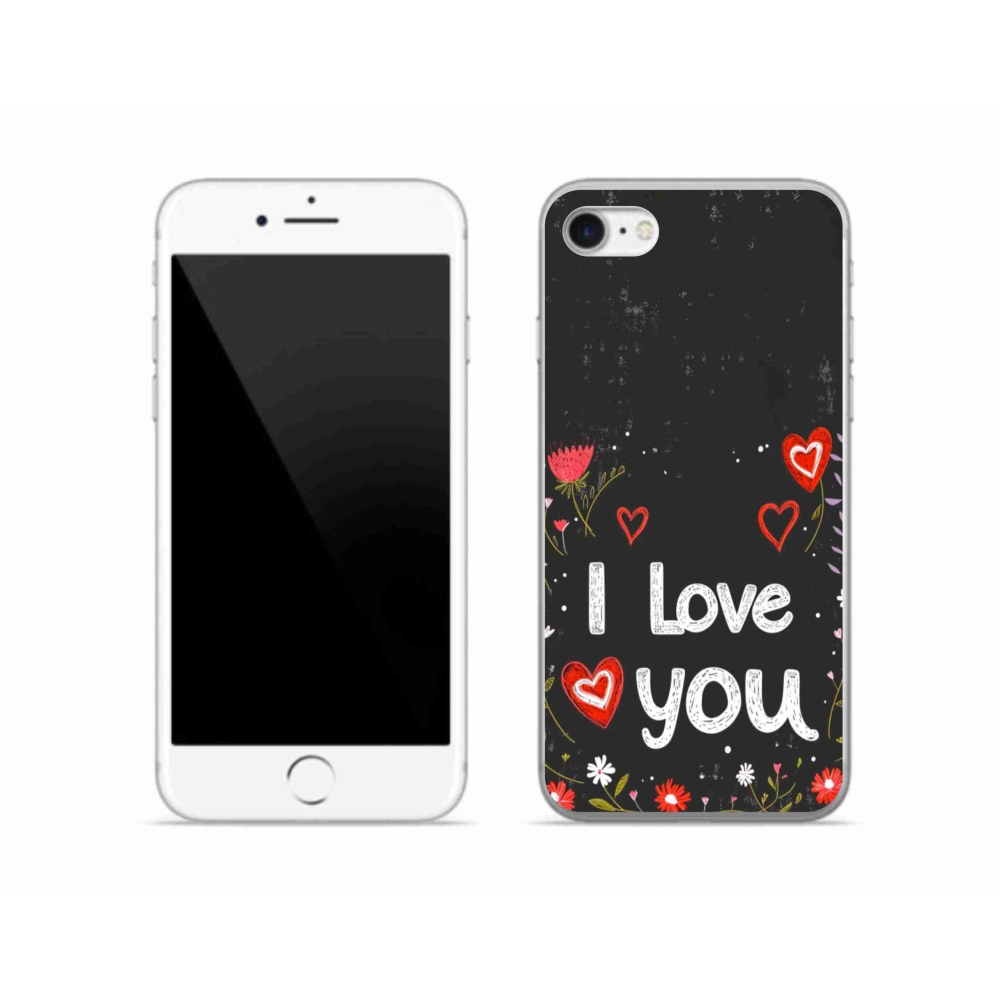 Gél borítás mmCase iPhone SE (2020) - Szeretlek fekete háttérrel