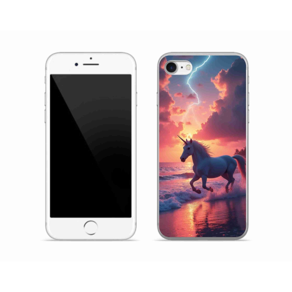 Zselés borítás mmCase iPhone SE (2020) - egyszarvú a tengerparton