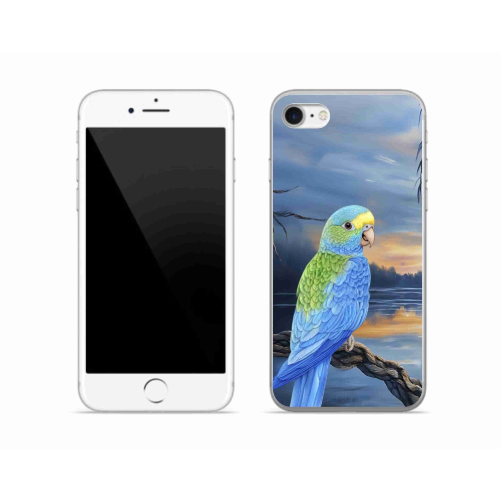 Zselés borítás mmCase iPhone SE (2020) - kék papagájhoz