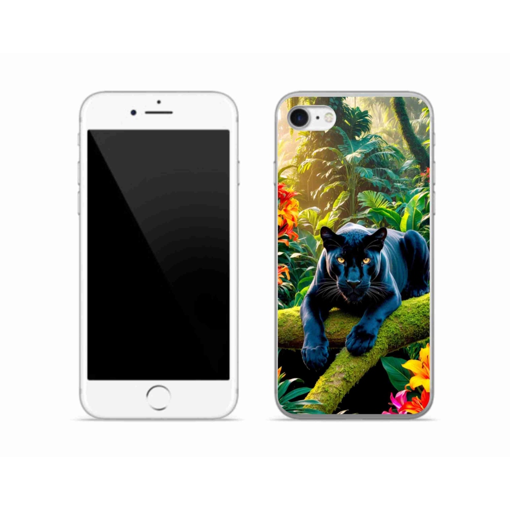 Zselés borítás mmCase iPhone SE (2022) - fekete párduc a dzsungelben