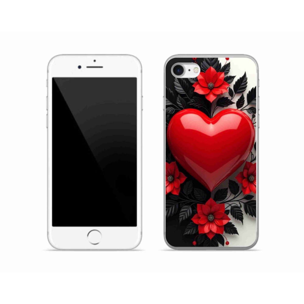 Gél védőhuzat mmCase iPhone SE (2022) - piros szív