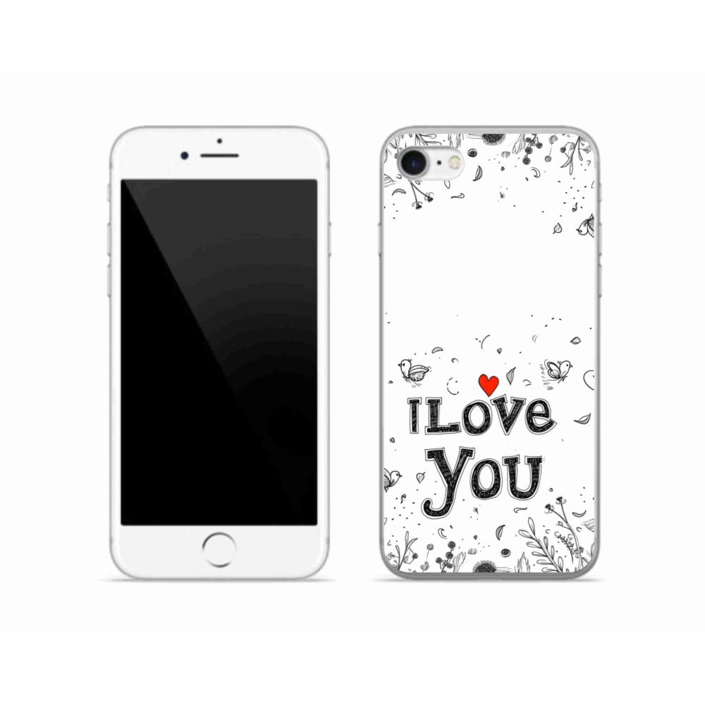 Gél borítás mmCase iPhone SE (2022) - I love you fehér háttérrel