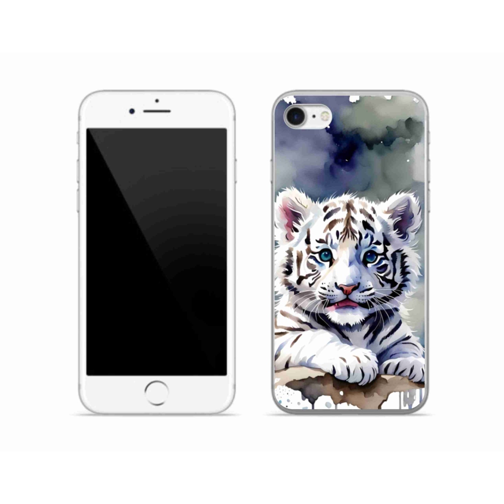 Gél védőhuzat mmCase iPhone SE (2022) - fehér tigriskölyök