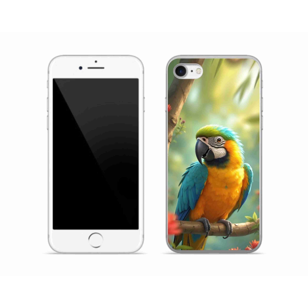 mmCase gél tok az iPhone SE (2022) készülékhez – kék-sárga ara papagáj