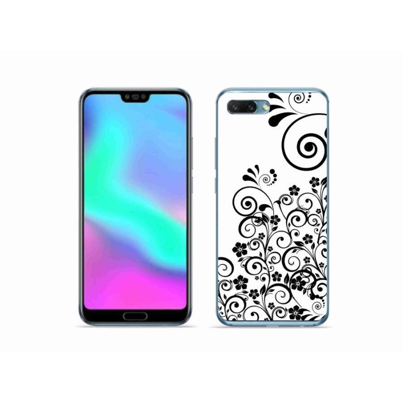 Zselés borító mmCase a Honor 10 készülékhez - fekete-fehér virágmintás