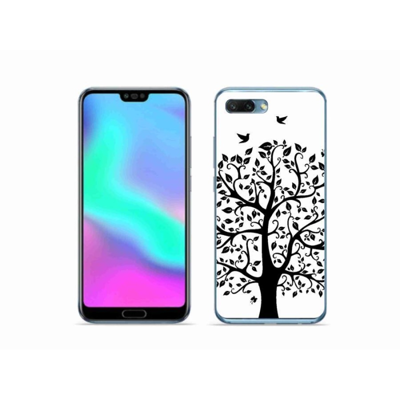 Zselés borítás mmCase a Honor 10 számára - fekete-fehér fa