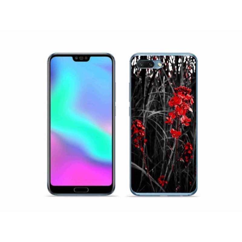 Zselés borító mmCase a Honor 10 - piros növényhez