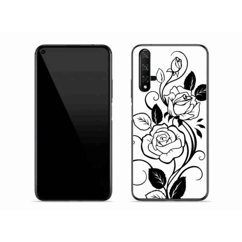 Zselés borító mmCase a Honor 20-hoz - fekete-fehér rózsa