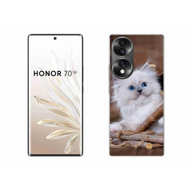 Zselés borítás mmCase a Honor 70-hez - fehér cica