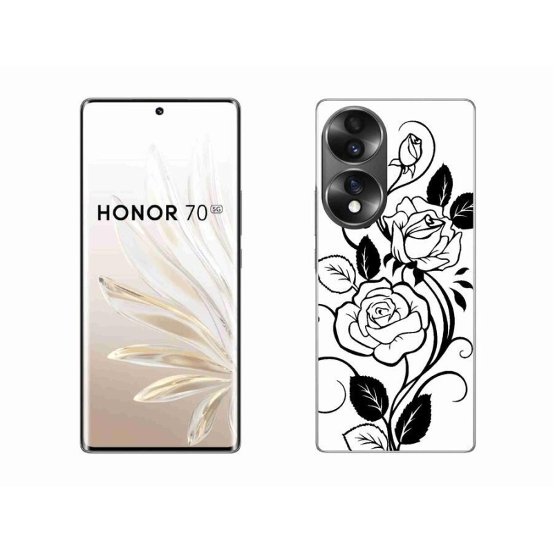 Zselés borítás mmCase a Honor 70-hez - fekete-fehér rózsa