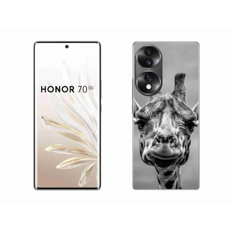 Zselés borító mmCase a Honor 70 készülékhez - fekete-fehér zsiráf