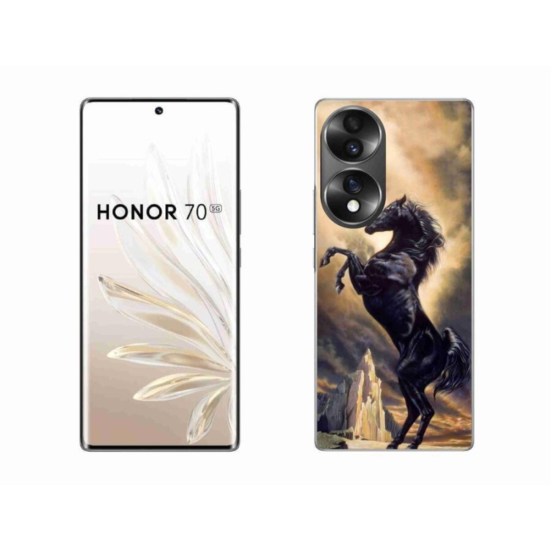 Zselés borító mmCase a Honor 70-hez - fekete rajzfilm ló