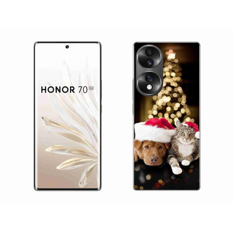 Gél borító mmCase a Honor 70-hez - Karácsonyi kutya és macska
