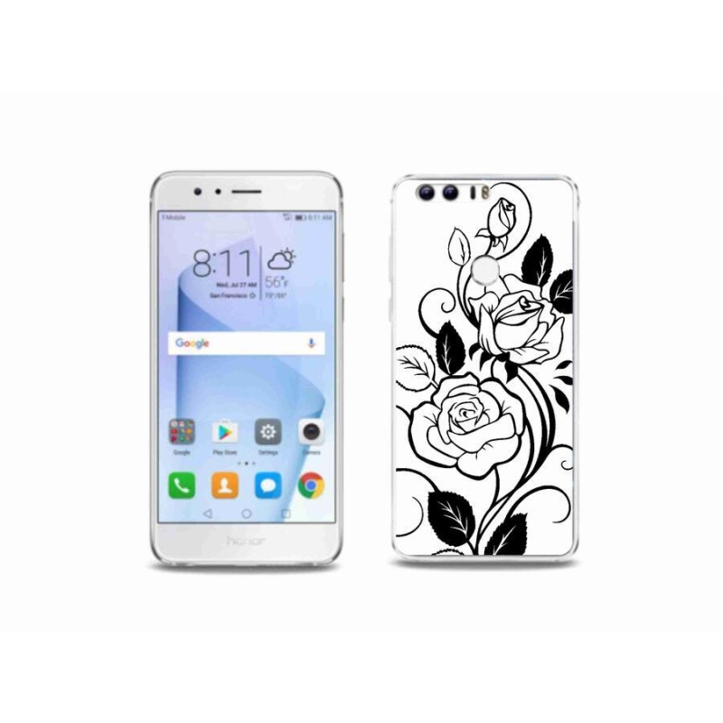 Zselés borítás mmCase a Honor 8-hoz - fekete és fehér rózsa