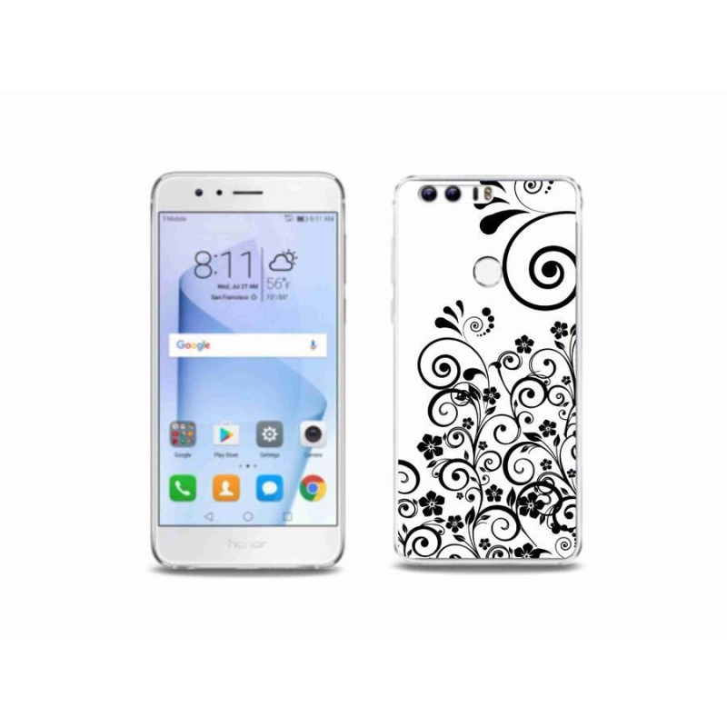 Zselés borítás mmCase a Honor 8-hoz - fekete-fehér virágminták