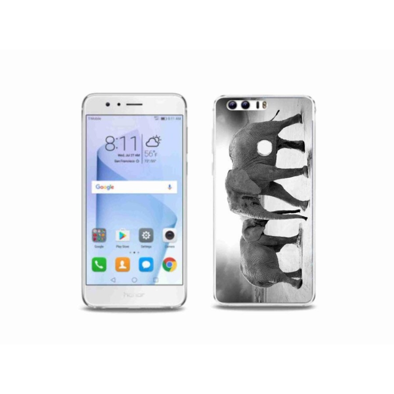 Gél borítás mmCase a Honor 8-hoz - fekete és fehér elefántok
