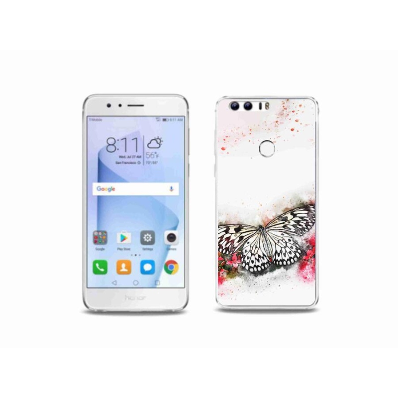 Zselés borítás mmCase a Honor 8-hoz - fekete-fehér pillangó