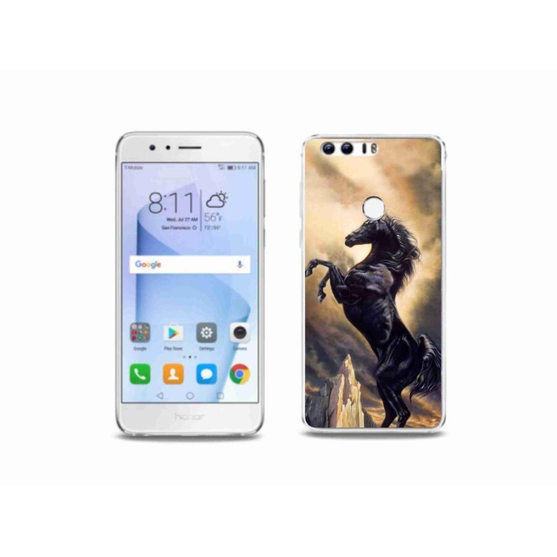 Gél borítás mmCase a Honor 8-hoz - fekete rajzfilm ló