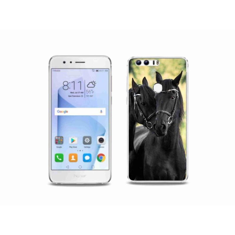 Zselés borítás mmCase a Honor 8-hoz - két fekete ló