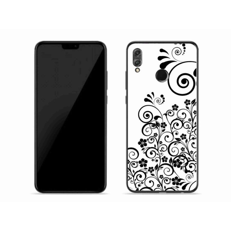 Zselés borítás mmCase a Honor 8X készülékhez - fekete-fehér virágminták