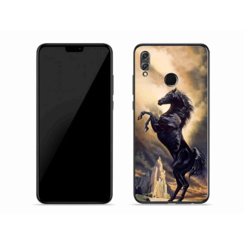 Zselés borítás mmCase a Honor 8X készülékhez - fekete rajzfilm ló