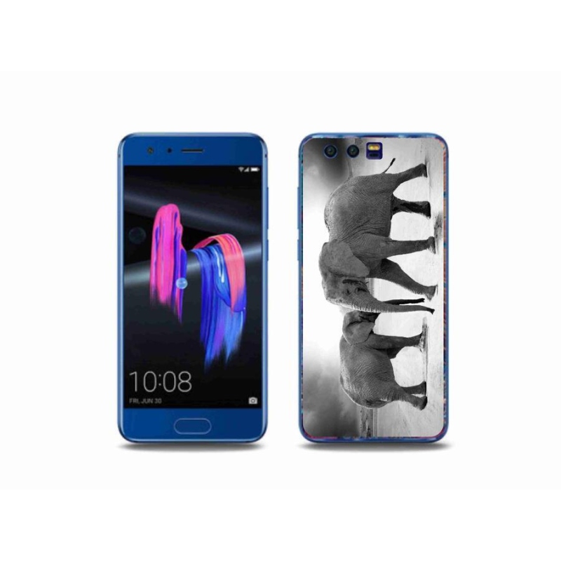 Gél borítás mmCase a Honor 9-hez - fekete és fehér elefántok