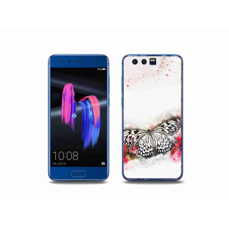 Zselés borítás mmCase a Honor 9-hez - fekete-fehér pillangó