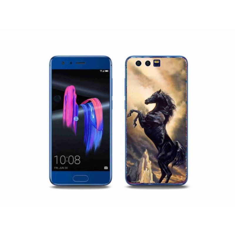 Gél borítás mmCase a Honor 9-hez - fekete rajzfilm ló