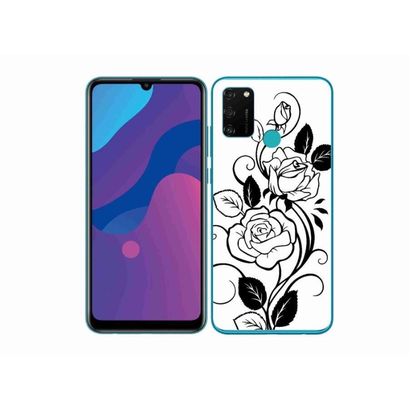 Zselés borítás mmCase a Honor 9A-hoz - fekete és fehér rózsa
