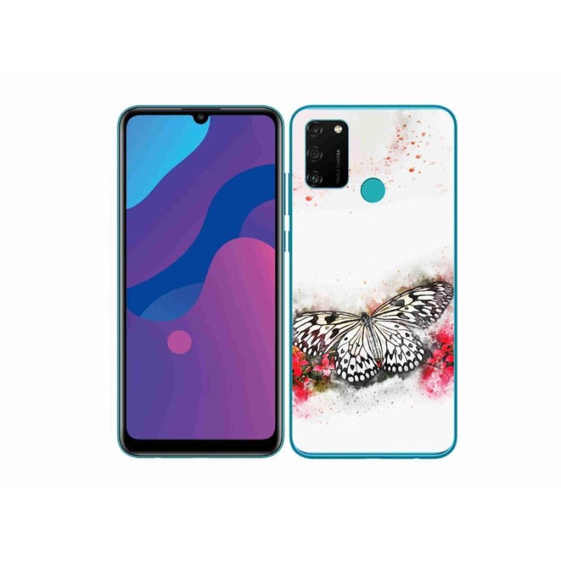 Zselés borítás mmCase a Honor 9A-hoz - fekete-fehér pillangó