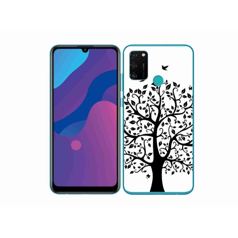 Zselés borítás mmCase a Honor 9A számára - fekete-fehér fa