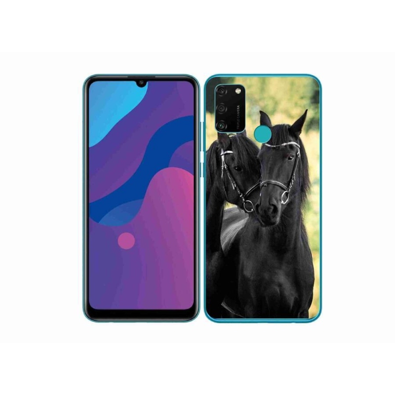 Zselés borítás mmCase a Honor 9A-hoz - két fekete ló