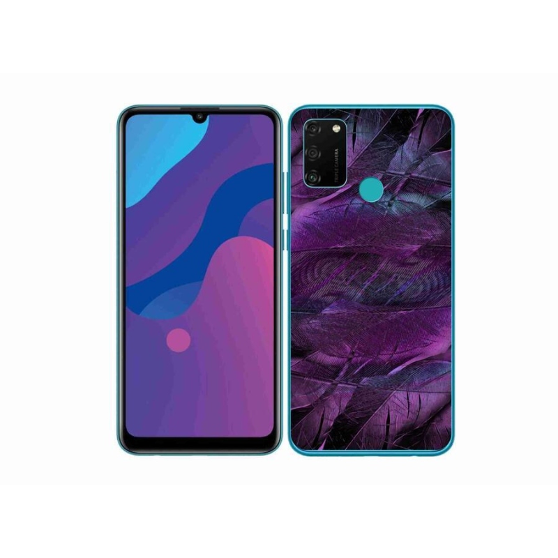Zselés borítás mmCase a Honor 9A készülékhez - lila tollak